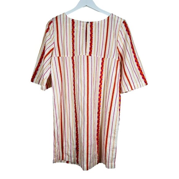 Lou & Grey Tunic Dress Size XS Embroidered Colorful Striped 3/4 Sleeve Short - Picture 7 of 16